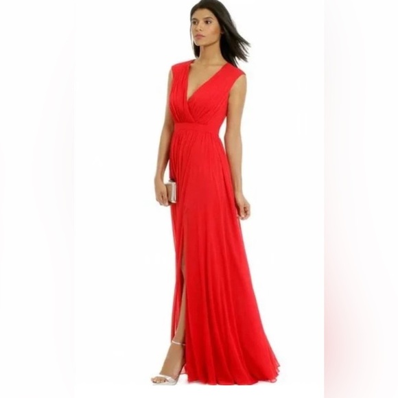 Badgley Mischka To Love Again Dress Long Formal Gown Size 10 Red - Picture 1 of 12